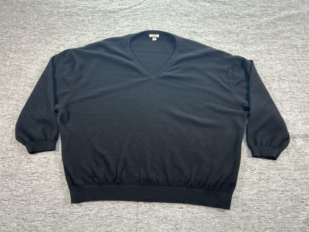 J Crew 100% Cashmere Relaxed V-Neck Sweater Womens 2X Black Long Sleeve Pullover